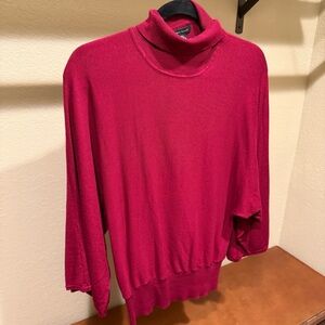 70% silk wide-sleeved sweater, scarlet